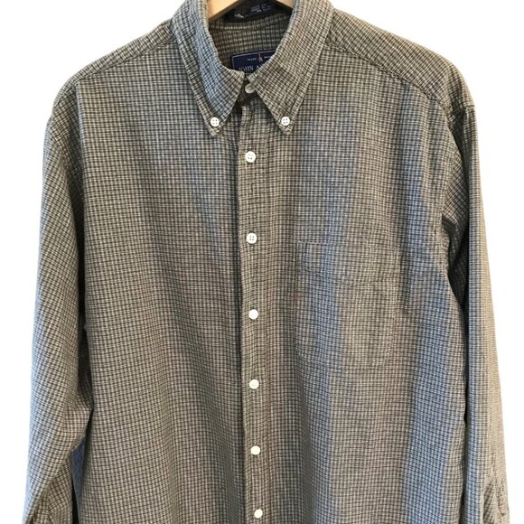 John Ashford Men’s Cotton Button-Down Shirt: Woven Brown Plaid, Size L - Picture 5 of 8